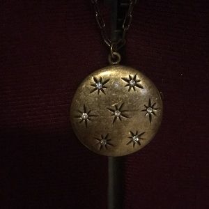 J Crew 16 inch gold star burst locket necklace